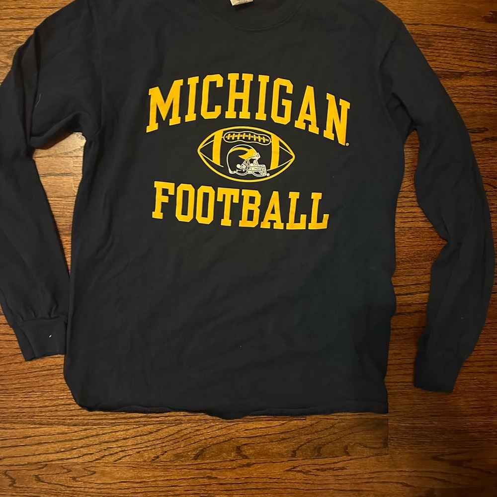 Gildan Michigan Football Long Sleeve Shirt - Navy and Yellow